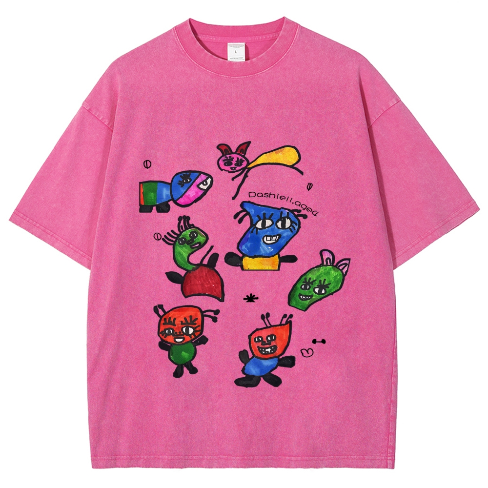 Miró's Symbol Hand Painted Art from a Child's Hands Washed T-shirt