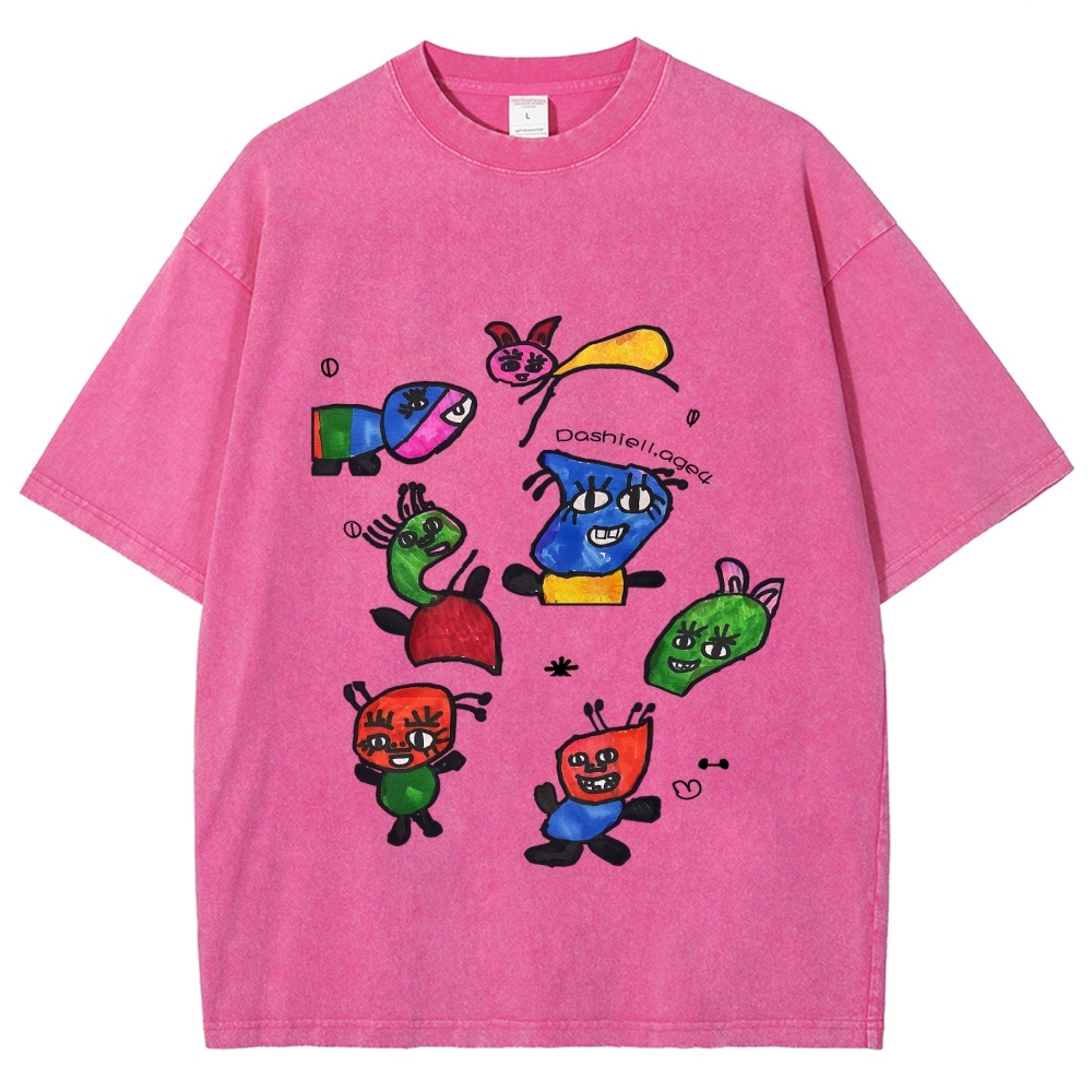 Miró's Symbol Hand Painted Art from a Child's Hands Washed T-shirt