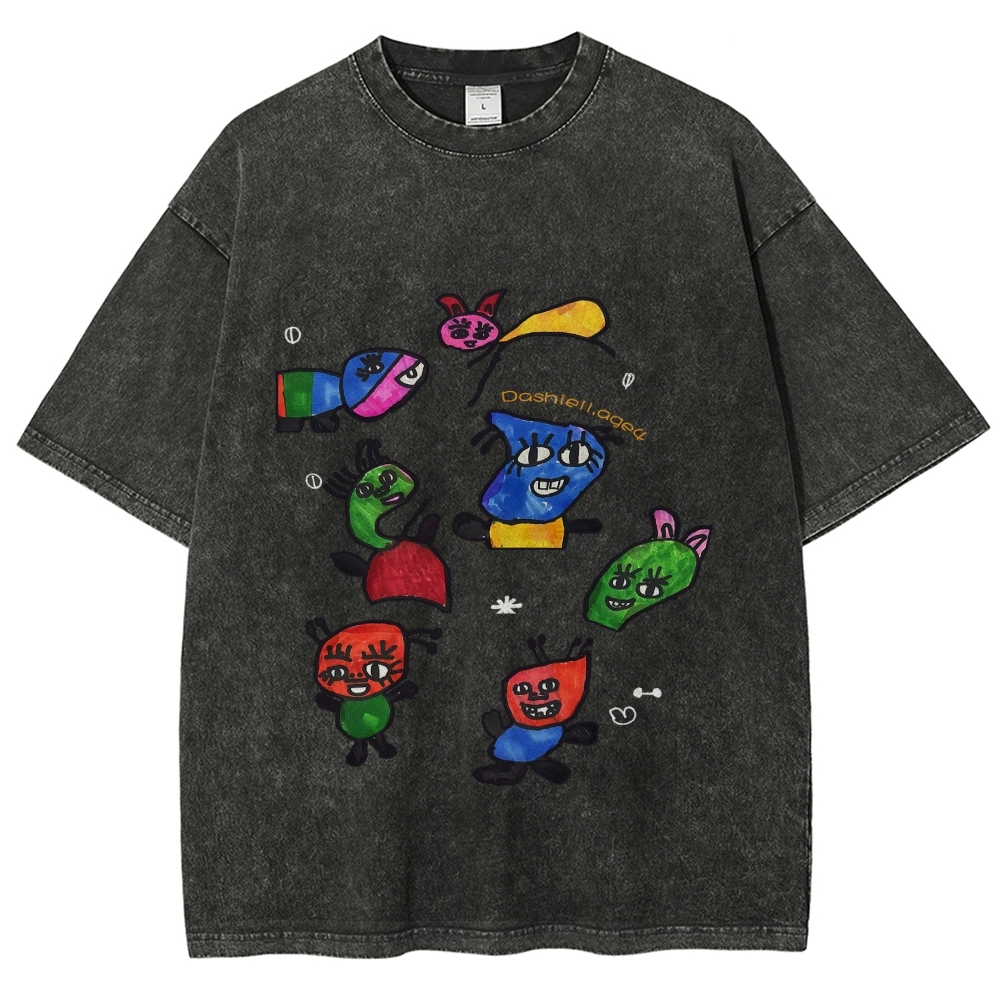 Miró's Symbol Hand Painted Art from a Child's Hands Washed T-shirt
