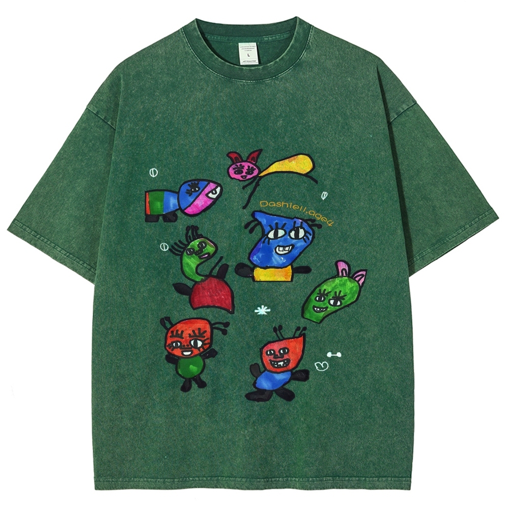 Miró's Symbol Hand Painted Art from a Child's Hands Washed T-shirt