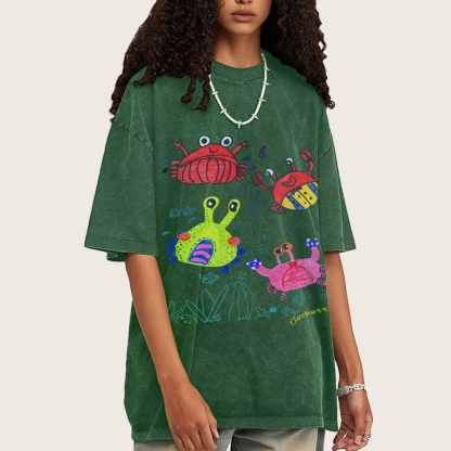 Cute little Crab Hand Painted Art from a Child's Hands Washed T-shirt