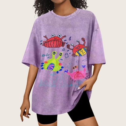 Cute little Crab Hand Painted Art from a Child's Hands Washed T-shirt