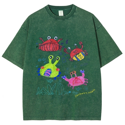 Cute little Crab Hand Painted Art from a Child's Hands Washed T-shirt