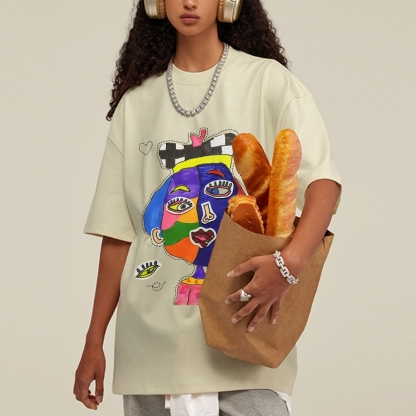 Strange Face Hand Painted Art from a Child's Hands Washed T-shirt