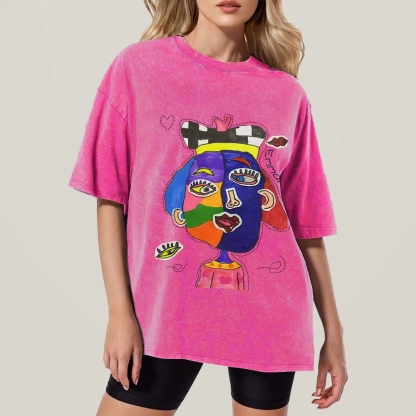 Strange Face Hand Painted Art from a Child's Hands Washed T-shirt