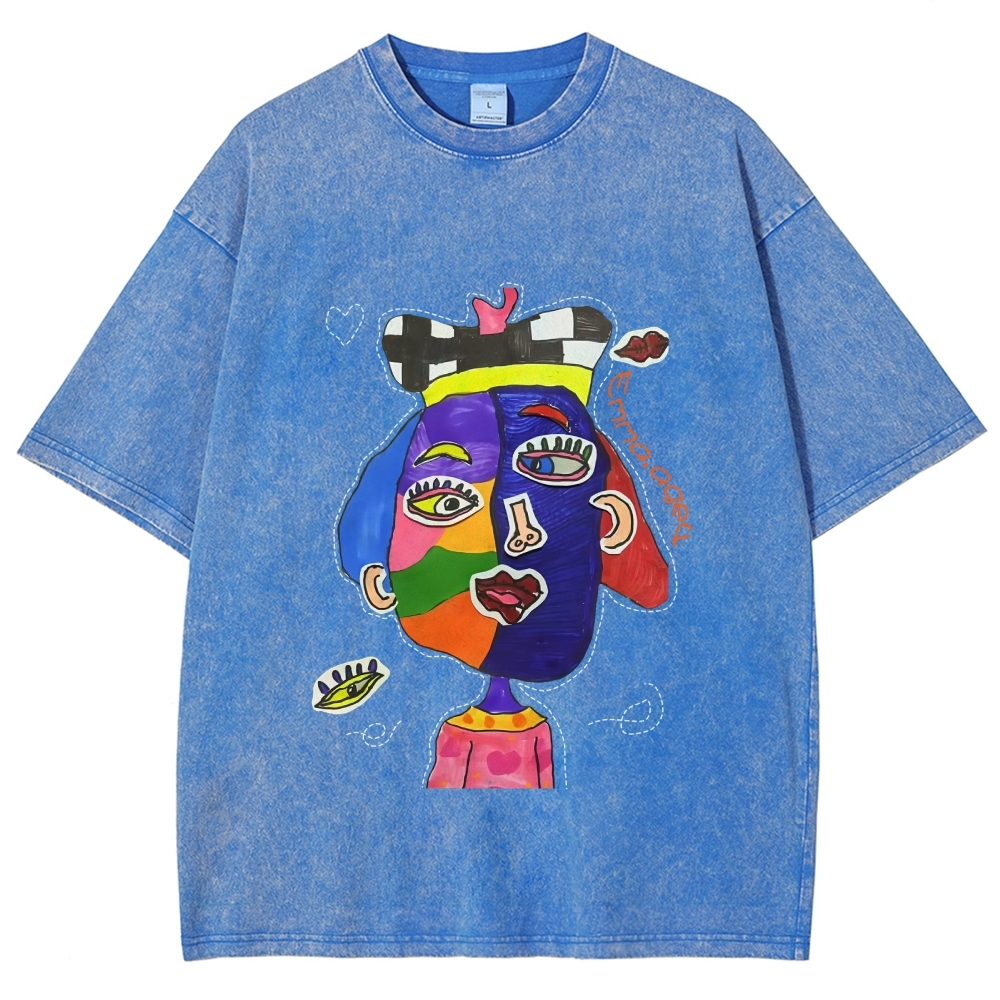 Strange Face Hand Painted Art from a Child's Hands Washed T-shirt