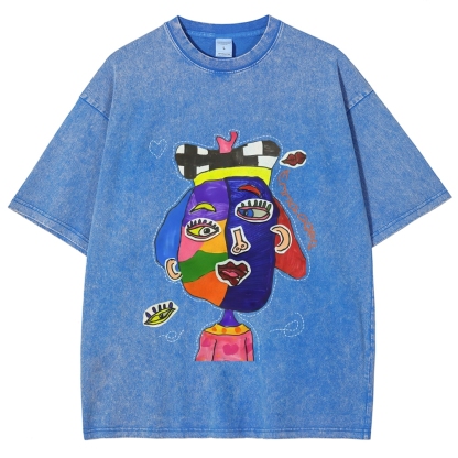 Strange Face Hand Painted Art from a Child's Hands Washed T-shirt