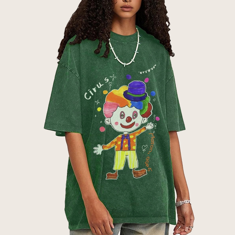 Variety Clown Hand Painted Art from a Child's Hands Washed T-shirt