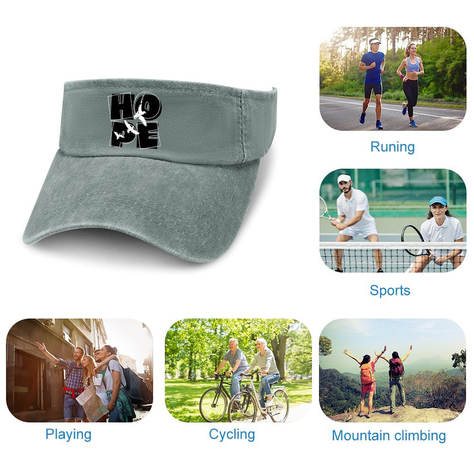 Adjustable Cotton Sun Visor Hat for Men Women