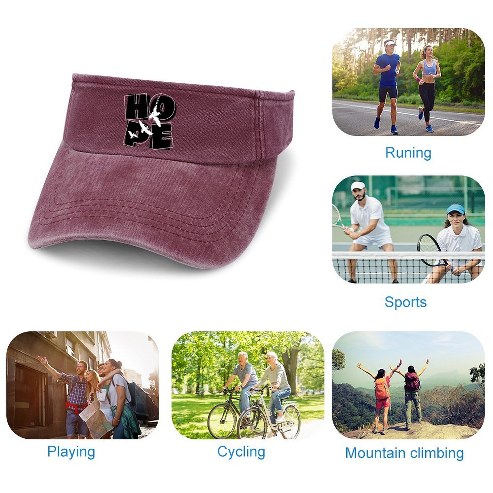 Adjustable Cotton Sun Visor Hat for Men Women