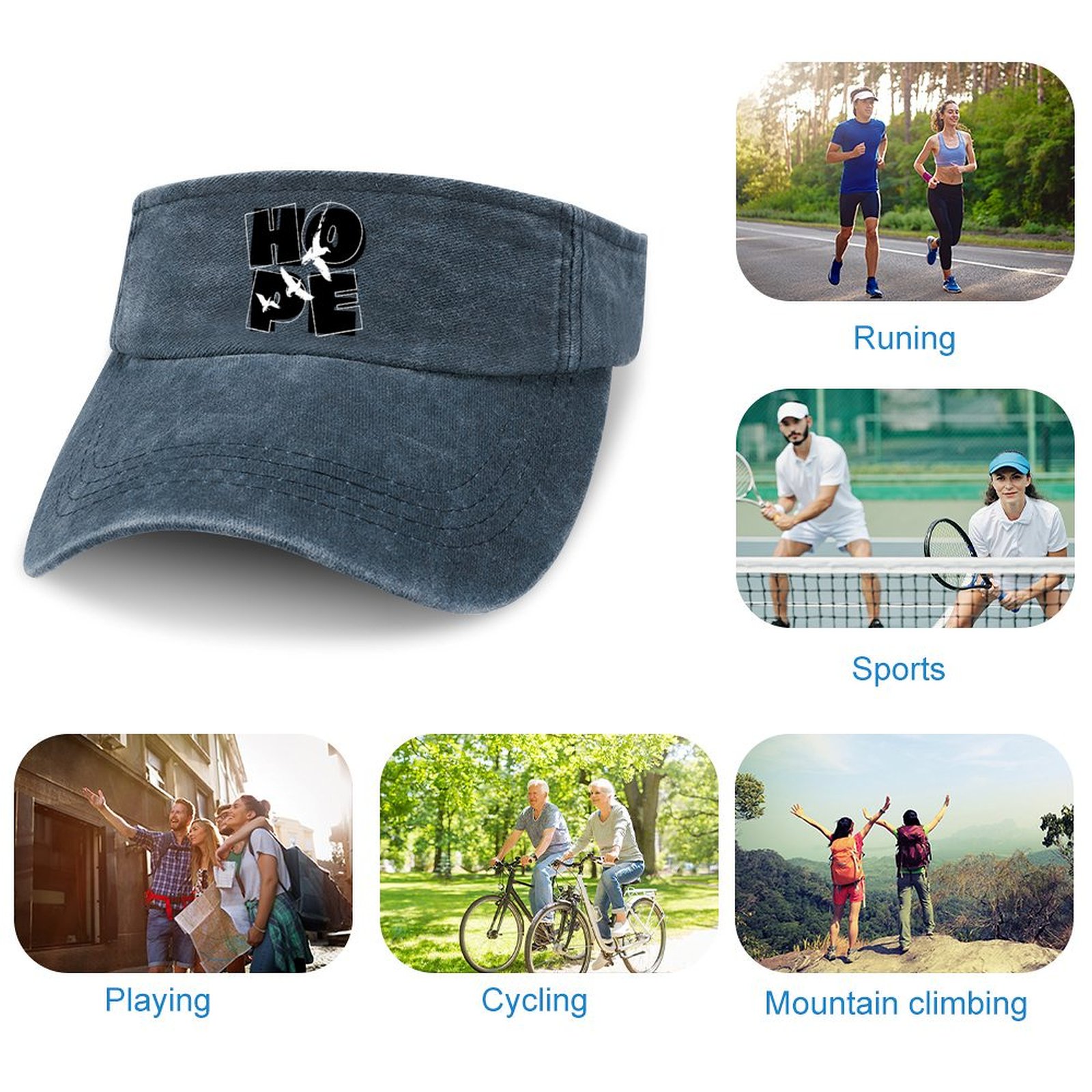 Adjustable Cotton Sun Visor Hat for Men Women
