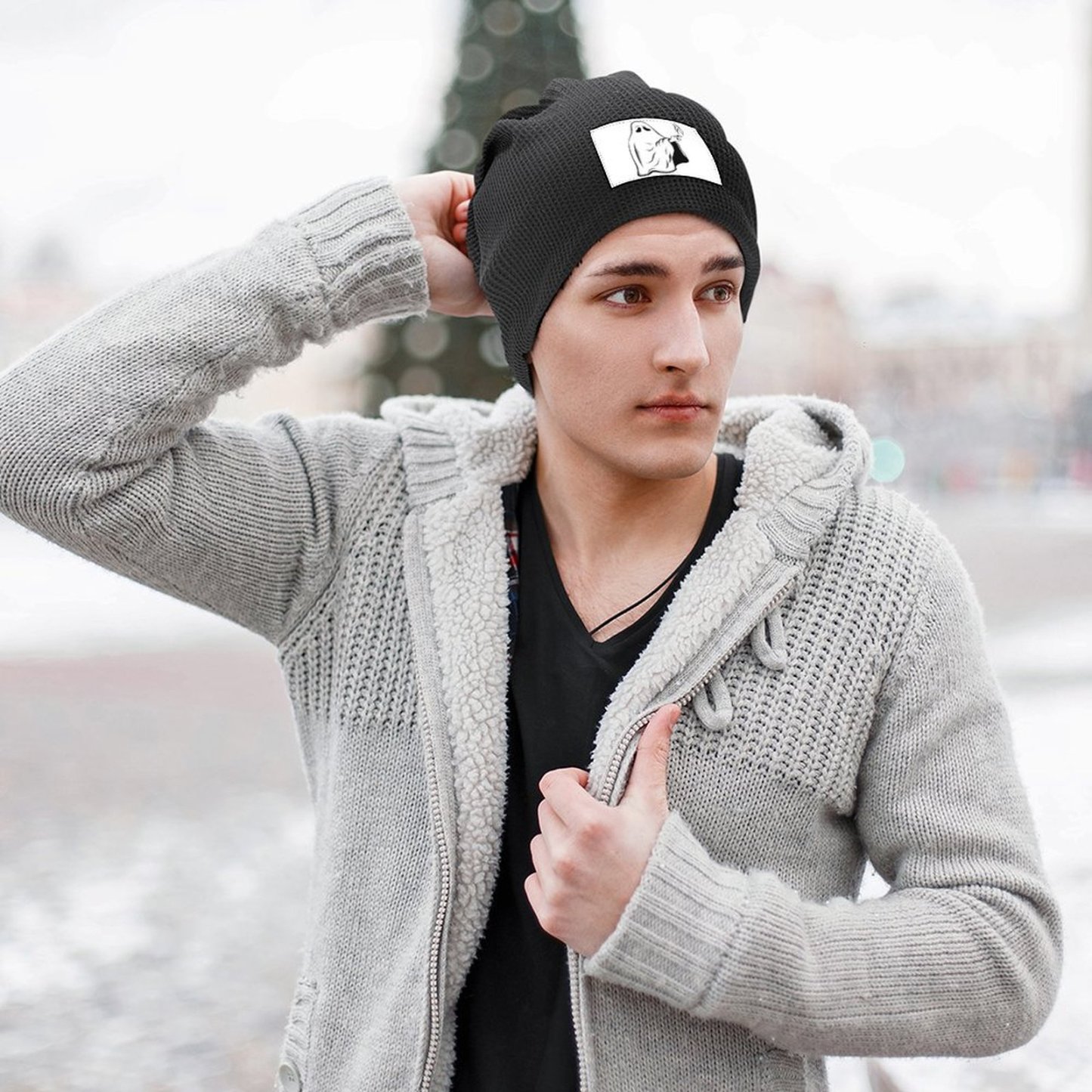 Winter Hats Plush Lined Beanie Knit Chunky