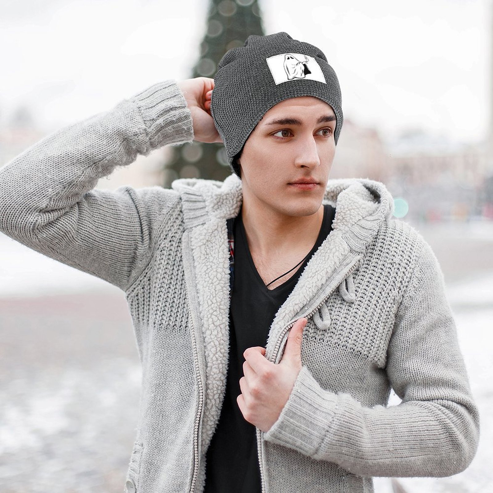 Winter Hats Plush Lined Beanie Knit Chunky