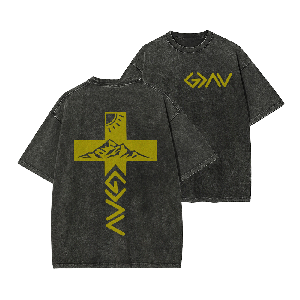 God Is Greater Than The Highs And Lows Christian Men's Casual Washed Cotton T-shirt