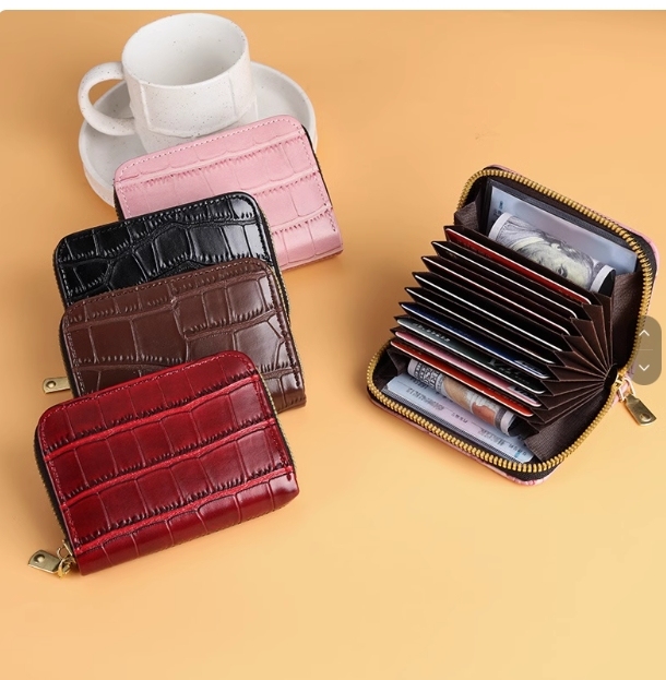 Crocodile Leather Card Case for Female Students-Zdaazd