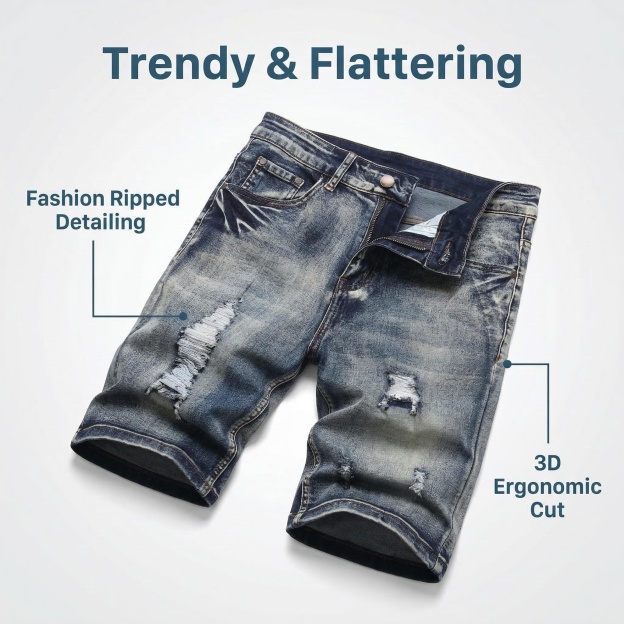 Men's Slim Fit Stretch Denim Shorts