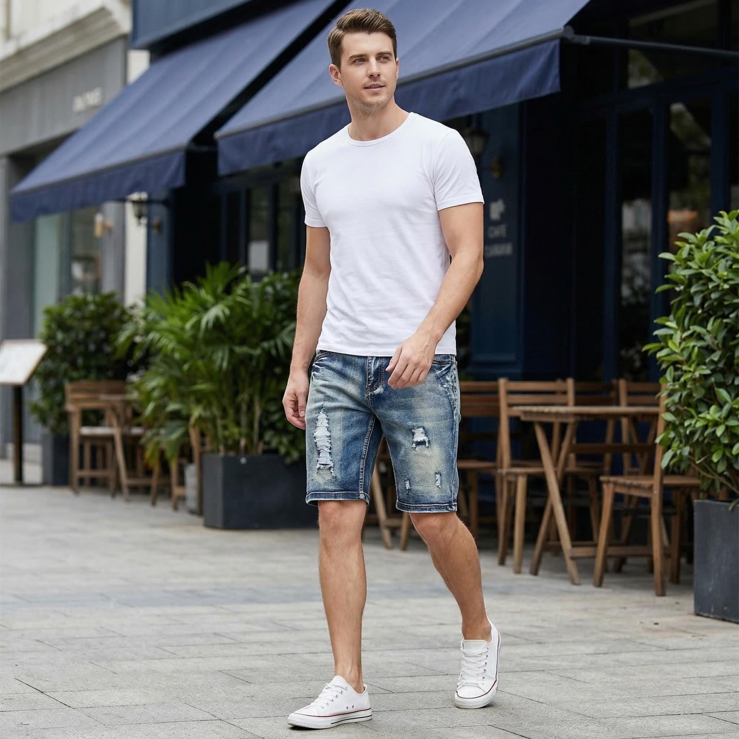 Men's Slim Fit Stretch Denim Shorts