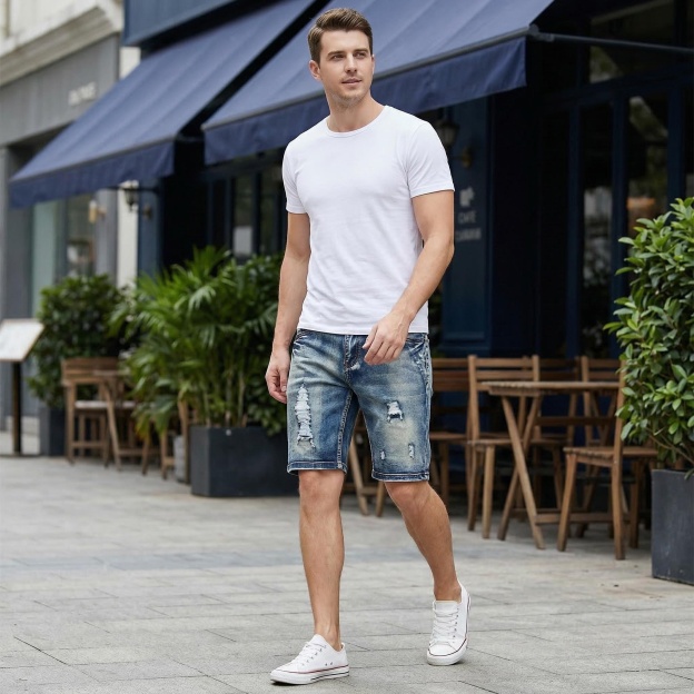 Men's Slim Fit Stretch Denim Shorts