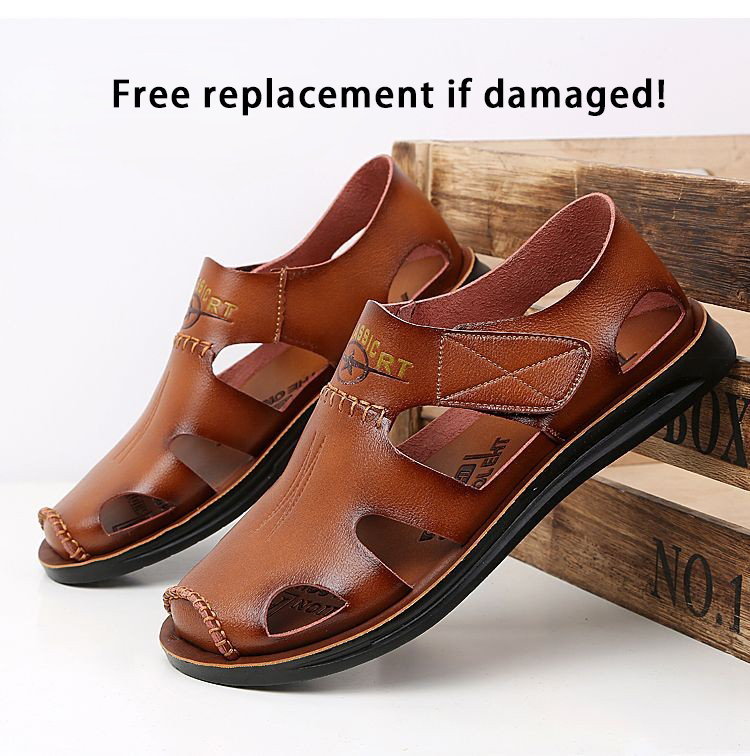 Cowhide soft sole two wear casual men's sandals-Zdaazd