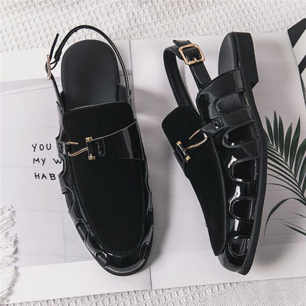 Baotou Breathable Hollow Out Cowhide Men's Beach Shoes