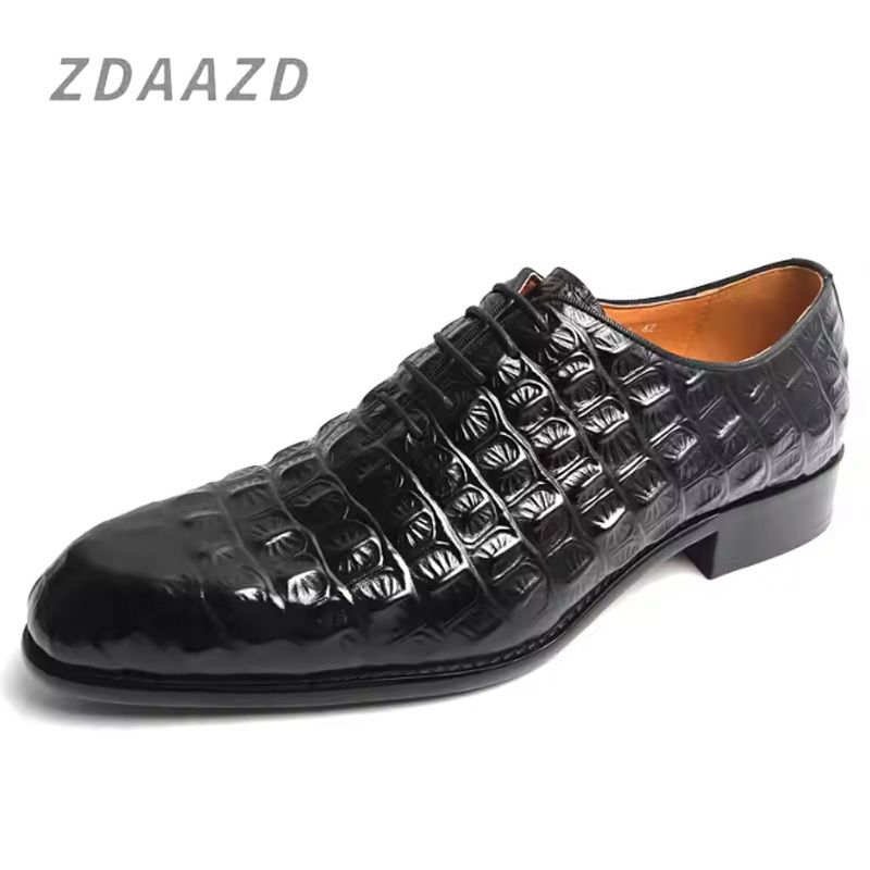 New crocodile-embossed leather shoes