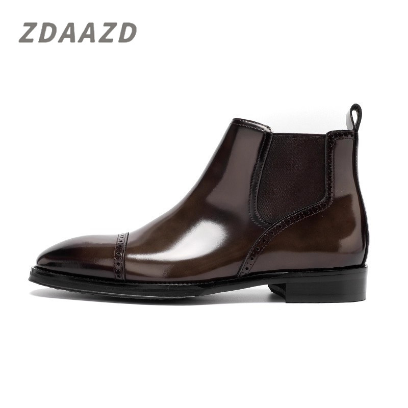 New Men's Mid-Top Pointed Toe Chelsea Boots