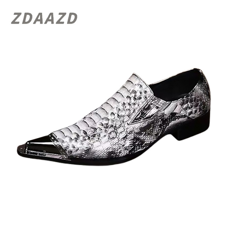 Pointed Toe Casual Python Mens Leather Shoes