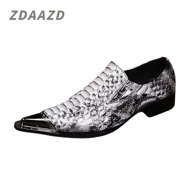 Pointed Toe Casual Python Mens Leather Shoes