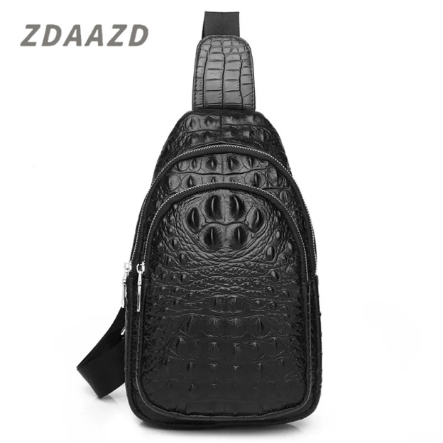 Crocodile Leather Men's Shoulder Chest Bag Crossbody Bag Men's