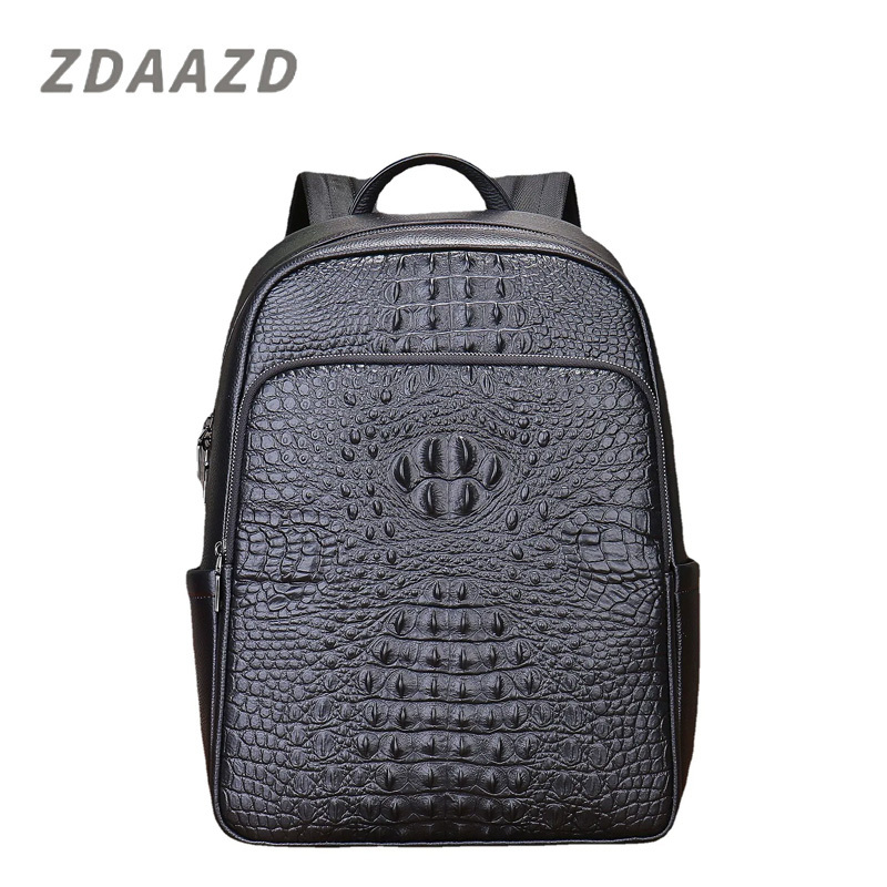 Crocodile leather simple leisure computer shoulder bag large capacity lightweight travel bag