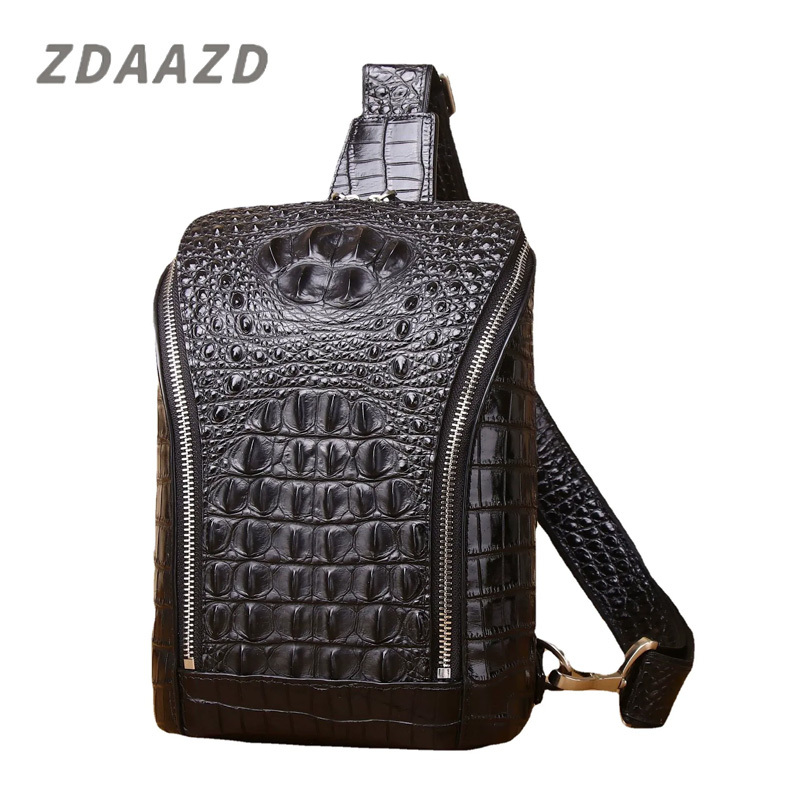 Crocodile Leather Chest Bag Slanting Crossbody Bag Shoulder Casual Men's Bag