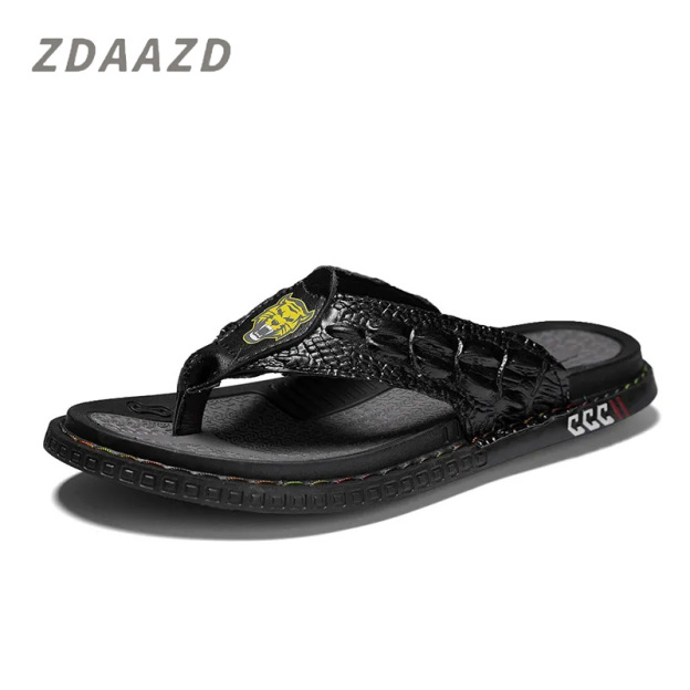 Crocodile Leather Thongs Breathable Casual Men's Shoes