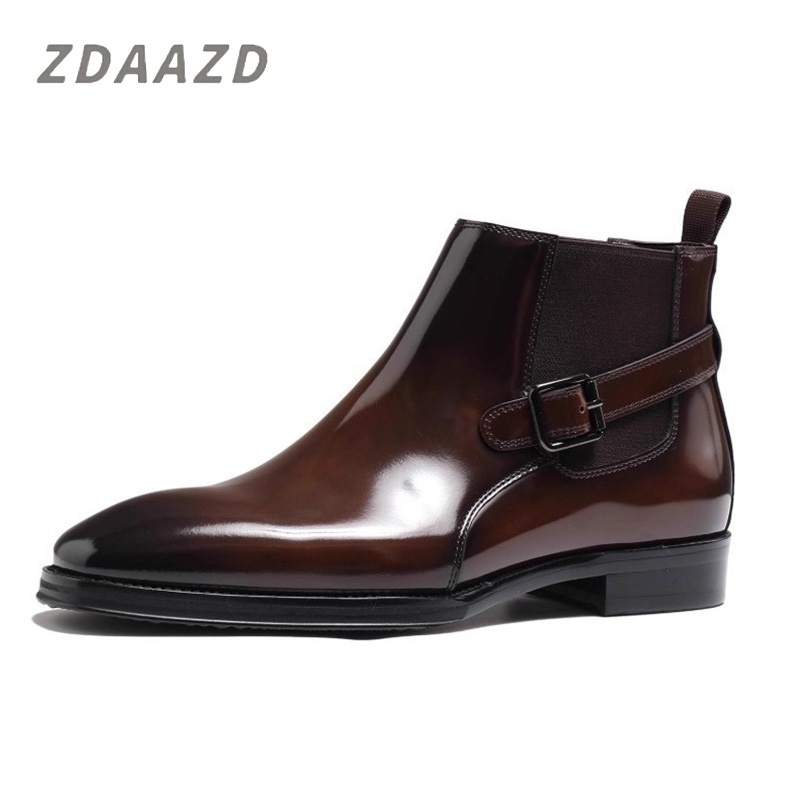 Men's pointed toe British leather boots
