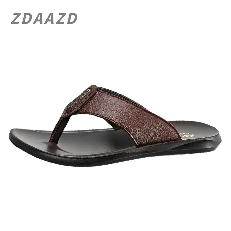 Summer cowhide beach casual sandals for men