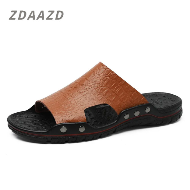 Crocodile Leather Non-Slip Sandals