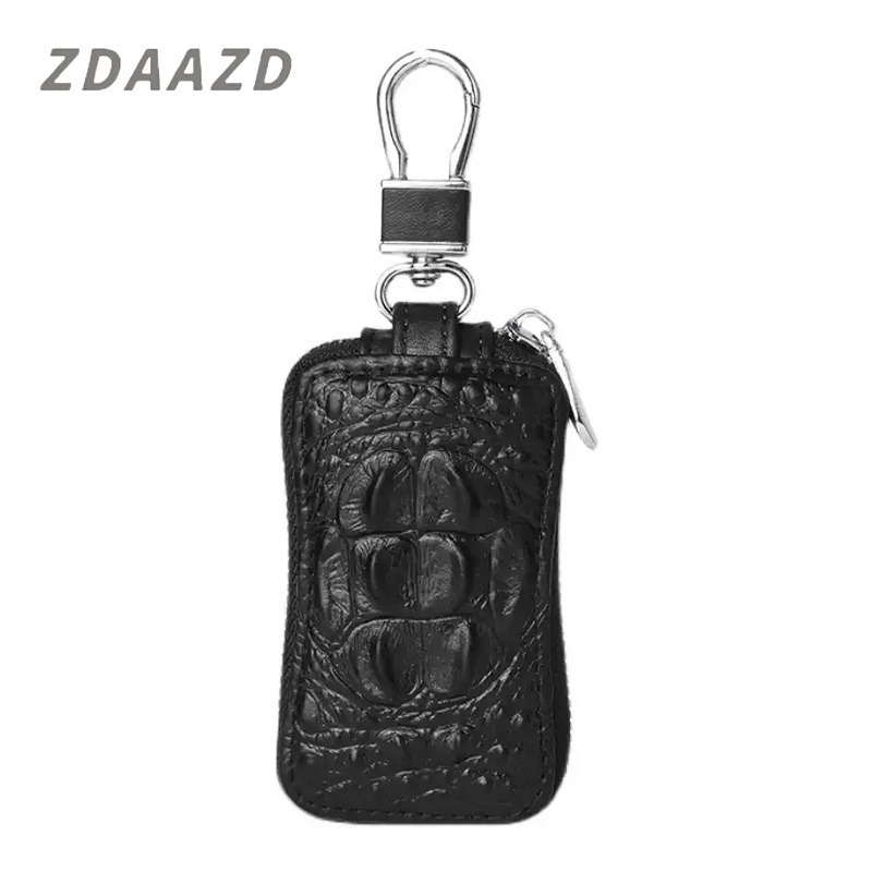 Curved Alligator Leather Car Keychain