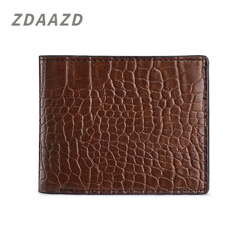 Crocodile leather men's short bifold wallet