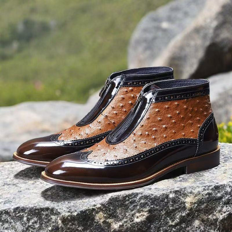 Genuine leather glossy Chelsea boots