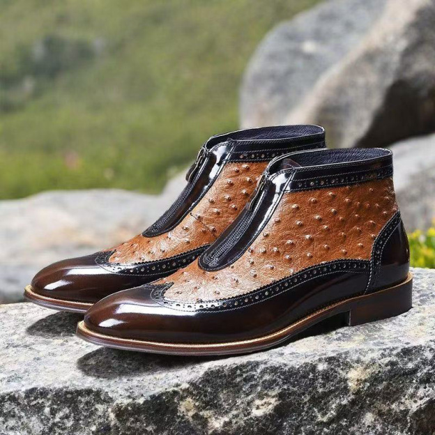 Genuine leather glossy Chelsea boots