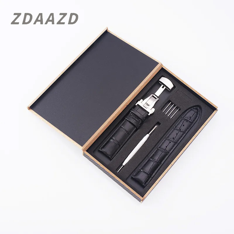 Butterfly buckle crocodile leather wristband