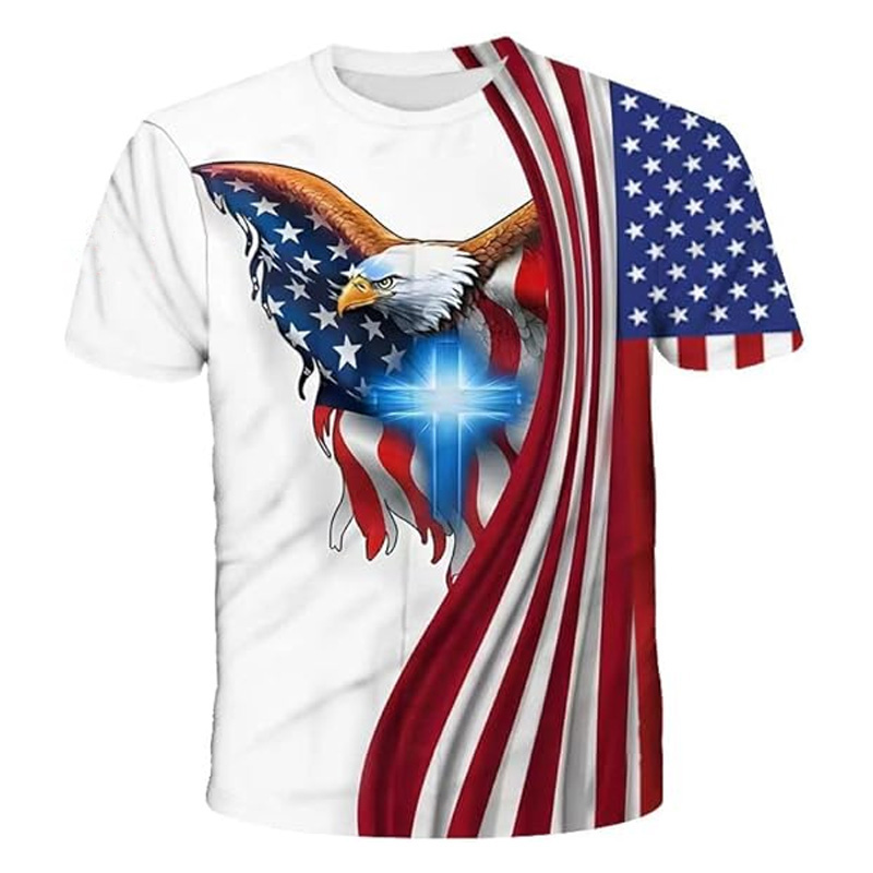 3D Printed Crew Neck Short-Sleeve T-Shirt