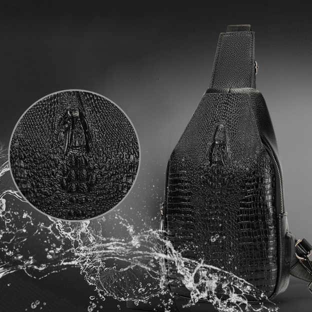 Crocodile Leather Chest Bag Crossbody Men-Zdaazd