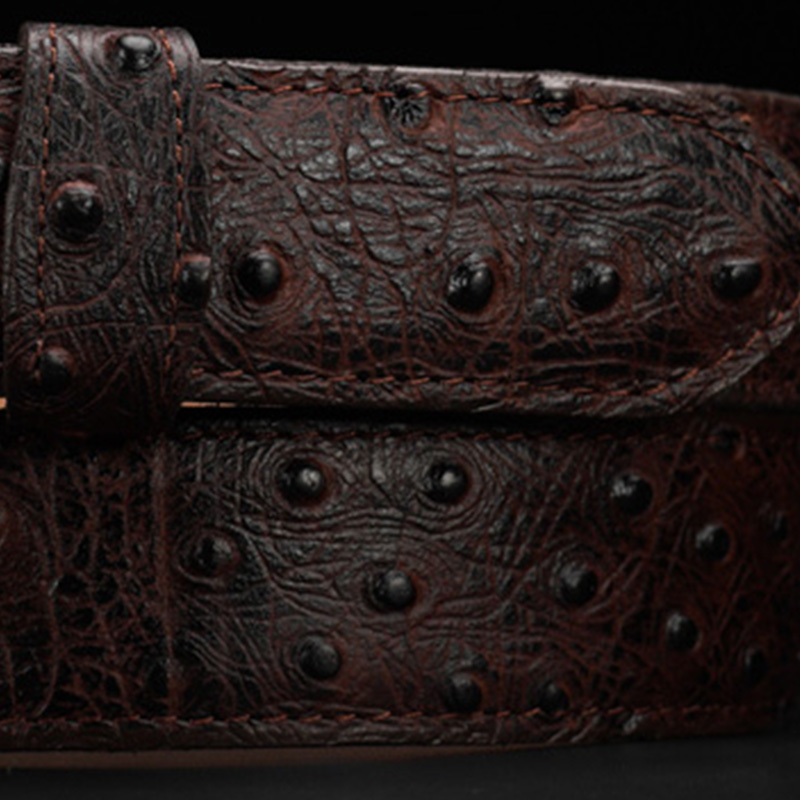 Pure natural wine red ostrich leather belts