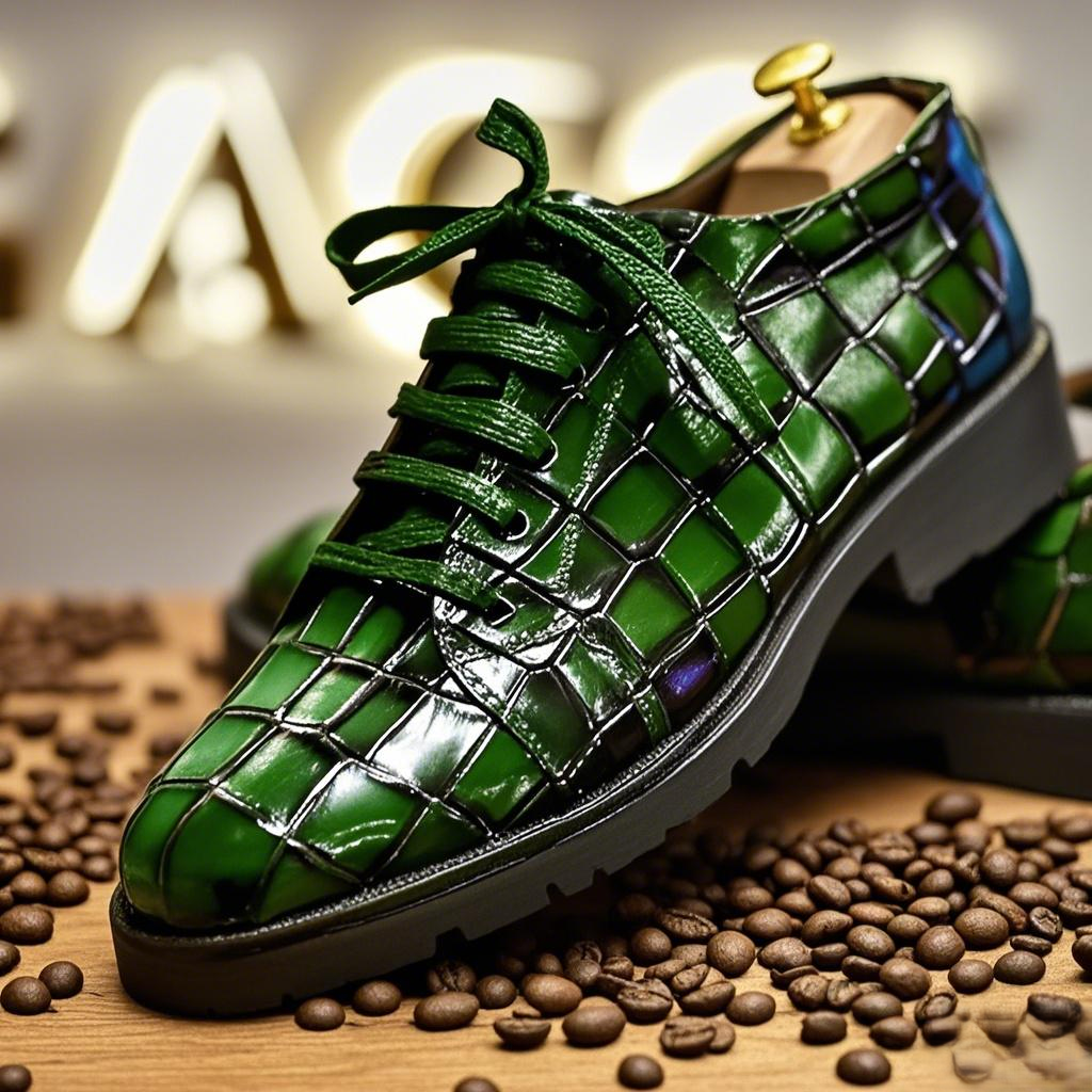 Crocodile Leather Thick Sole Casual Men's Leather Shoes