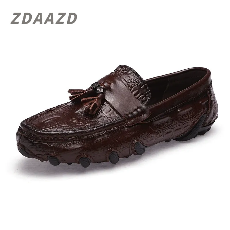 Spring, summer and autumn men's casual shoes crocodile pattern leather shoes