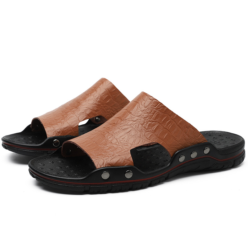 Crocodile Leather Non-Slip Sandals-Zdaazd