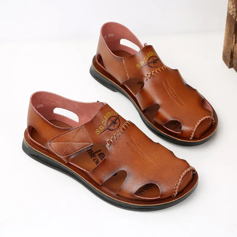 Cowhide soft sole two wear casual men's sandals-Zdaazd
