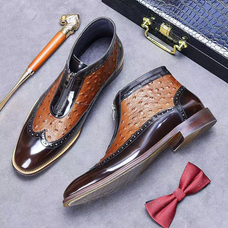 Genuine leather glossy Chelsea boots