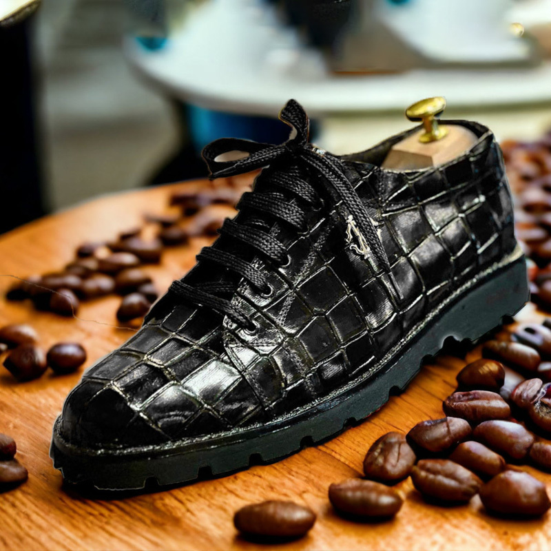 Crocodile Leather Thick Sole Casual Men's Leather Shoes