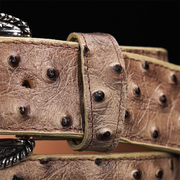 Pure natural ostrich leather belt